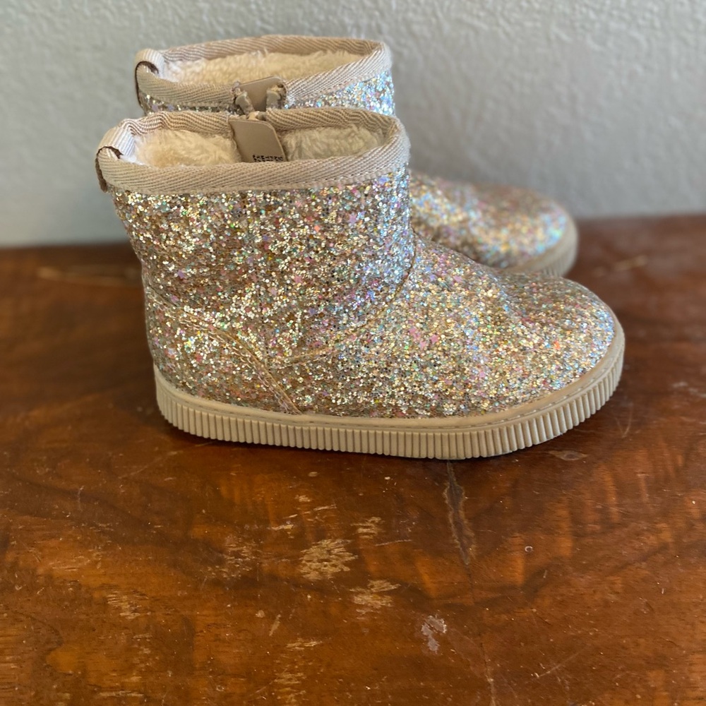 Cat & Jack Sparkly Silver Toddler Boots - Picture 2 of 6